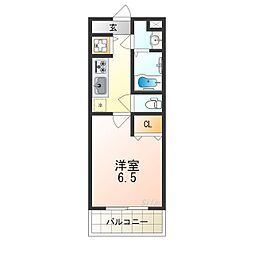 シャルマンフジもずウエスト 1Kの間取図画像