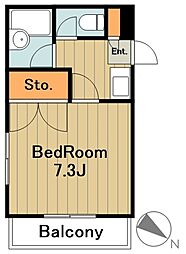 b'CASA淵野辺4re-born 1Kの間取図画像