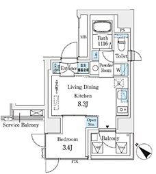 コスモグラシア大塚 1LDKの間取図画像