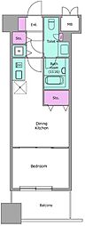 レジディア上野池之端 1DKの間取図画像