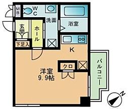 ベルメゾン姪浜 ワンルームの間取図画像