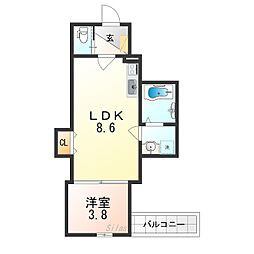 近鉄大阪線 弥刀駅 徒歩14分の賃貸アパート 1階1LDKの間取り