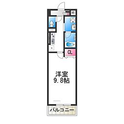 ドゥーロ北長尾 1Kの間取図画像