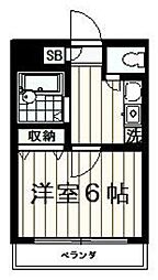 アドニス015 2階1Kの間取り