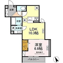 D Paina 中野島IIIA 1LDKの間取図画像