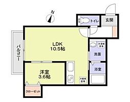 クーデリオン 1LDKの間取図画像