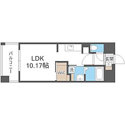 ＬＩＢＴＨ博多駅南ＶＩ 9階ワンルームの間取り