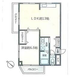 パステルスクウェア 1LDKの間取図画像