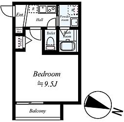 GRADUS鶴ヶ島 1階1Kの間取り