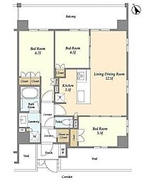 サムティレジデンス藤が丘 3LDKの間取図画像