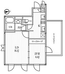 ルクレ高田馬場 1LDKの間取図画像