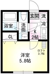 ヴェラハイツ白楽二番館 1Kの間取図画像