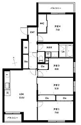 ＣＯＥＵＲ ＢＬＡＮＣ西荻窪 5階4LDKの間取り
