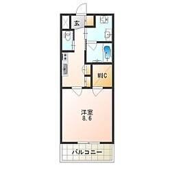 KAUNISHIRANO 1Kの間取図画像
