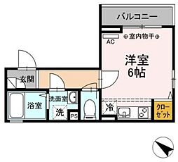 セレッソYP 2階ワンルームの間取り