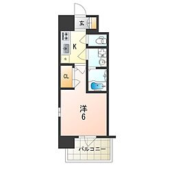エスリードレジデンスオオサカウエスト 1Kの間取図画像
