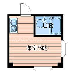 菅栄町レディースマンション 2階ワンルームの間取り