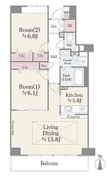 メゾンシャルム 2LDKの間取図画像