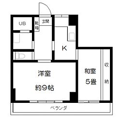 西新宿マンション 2Kの間取図画像