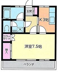 小吹ハイツ 1Kの間取図画像