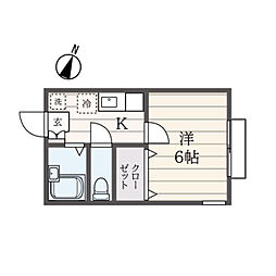 パークサイドヴィラ 1Kの間取図画像