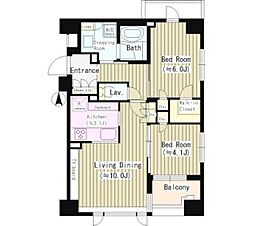コスモ・イオ桜新町 2LDKの間取図画像