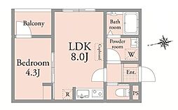 アーベインテラスお花茶屋 1LDKの間取図画像