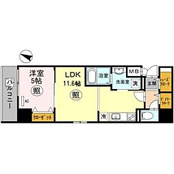 神戸ハーバーサイド萬利レジデンス 1LDKの間取図画像