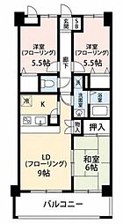 ヴィルヌーブ 3LDKの間取図画像