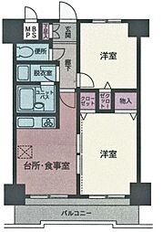 ライオンズマンション海老名第3 2DKの間取図画像