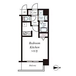 スワンズ京都大将軍 2階ワンルームの間取り