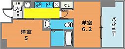 エステムプラザ神戸西Vミラージュ 2階2Kの間取り