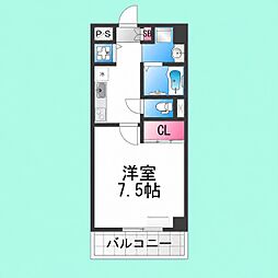 ロイヤルコート中百舌鳥 1Kの間取図画像