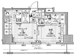 日神デュオステージ新御徒町 1DKの間取図画像