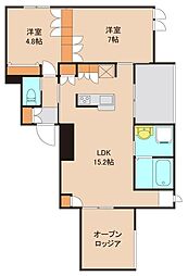 ブランルージュ 306 1階2LDKの間取り