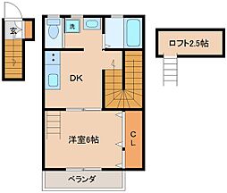 ワコーヴィレッヂ 1DKの間取図画像