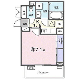 ピヴォワンヌ 1Kの間取図画像
