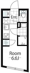 北新宿レーベル 2階ワンルームの間取り