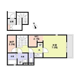 フォレストW南明 1Kの間取図画像