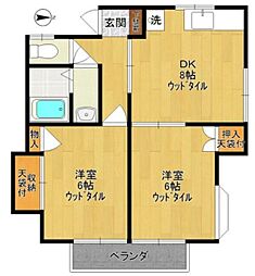 K2コーポ 2DKの間取図画像
