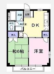 アクティブグリーンヒル 2DKの間取図画像