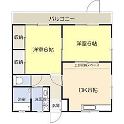 プロスパリティハイツ1 2DKの間取図画像