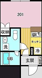 スマートヴィラウノモリ 1Kの間取図画像