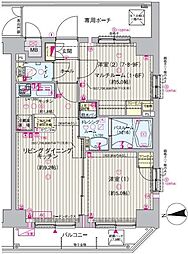 エステムプラザ神楽坂 2LDKの間取図画像