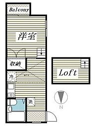 アサカグリーンヒル 2階1DKの間取り