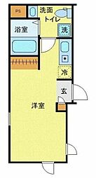 日暮里舎人ライナー 熊野前駅 徒歩5分の賃貸マンション 1階ワンルームの間取り