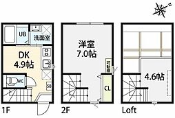 notes 1DKの間取図画像