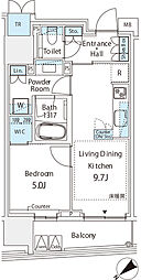 ミレアコート銀座プレミア 1LDKの間取図画像