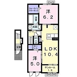 リュシオル1 2LDKの間取図画像