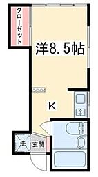 旗の台コーポC棟 ワンルームの間取図画像